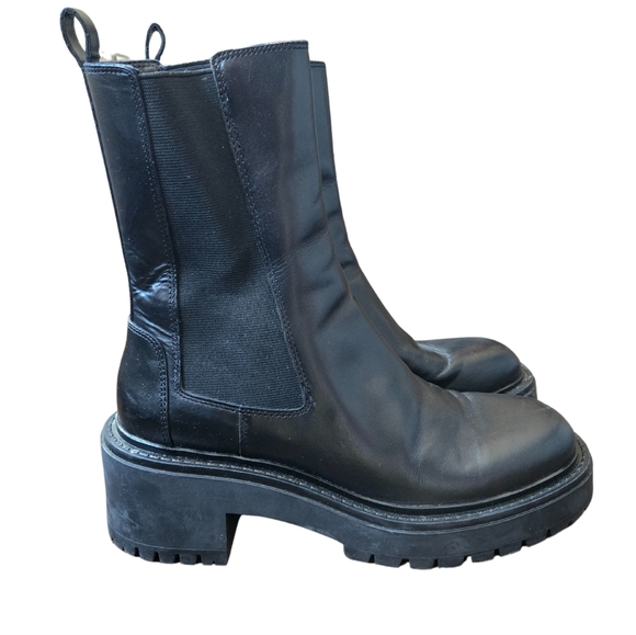 Zara Shoes - Zara Women's Black Chunky Heel Black Track Lug Sole Chelsea Boots Size 38
